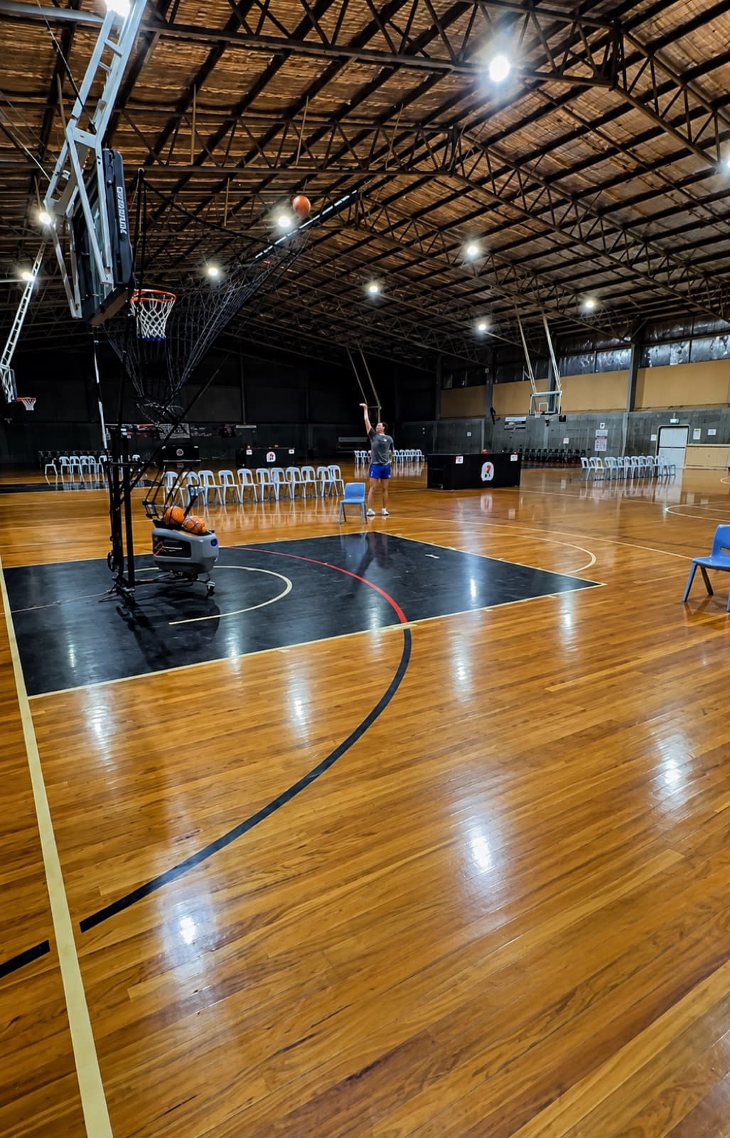 Dimes Basketball Academy, Maitland NSW, with their Dr. Dish shooting machine