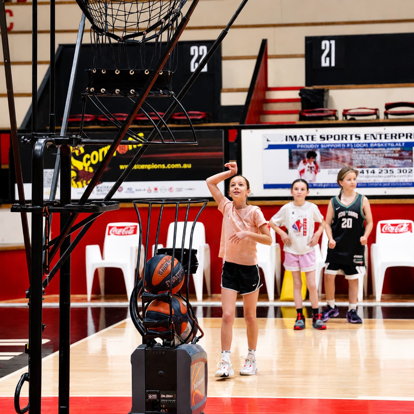 Kilsyth Basketball, Kilsyth VIC, with their Dr. Dish shooting machine